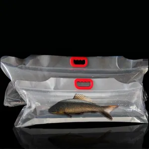 Bolsa de transporte de oxígeno para peces, bolsa de transporte de plástico con pescado en vivo, inflable y mango