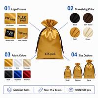 Fabricant de sacs à cordon en satin avec logo personnalisé Pochettes d'emballage pour perruques sous-vêtements perruque en or Emballage textile