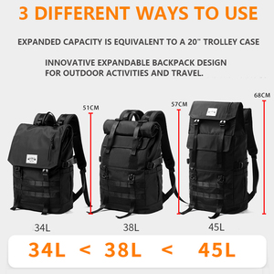 <span class=keywords><strong>Mochila</strong></span> para ordenador portátil de viaje extensible de <span class=keywords><strong>45L</strong></span>, bolsa deportiva para exteriores para hombres, <span class=keywords><strong>mochila</strong></span> antivuelco antirrobo - Product Image 2