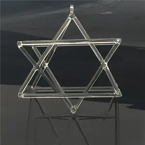 Pirâmide de quartzo, 7 ''-16'', canto merkaba, estrela, meditação, chakra, cristal de quartzo
