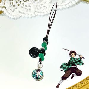 15 Design Tanjirou Nezuko Zenitsu <b>Anime</b> Character Metal Beaded Phone Chain Cartoon Mobile Phone Keyring Phone Chain <b>Keychain</b> - Product Image 2
