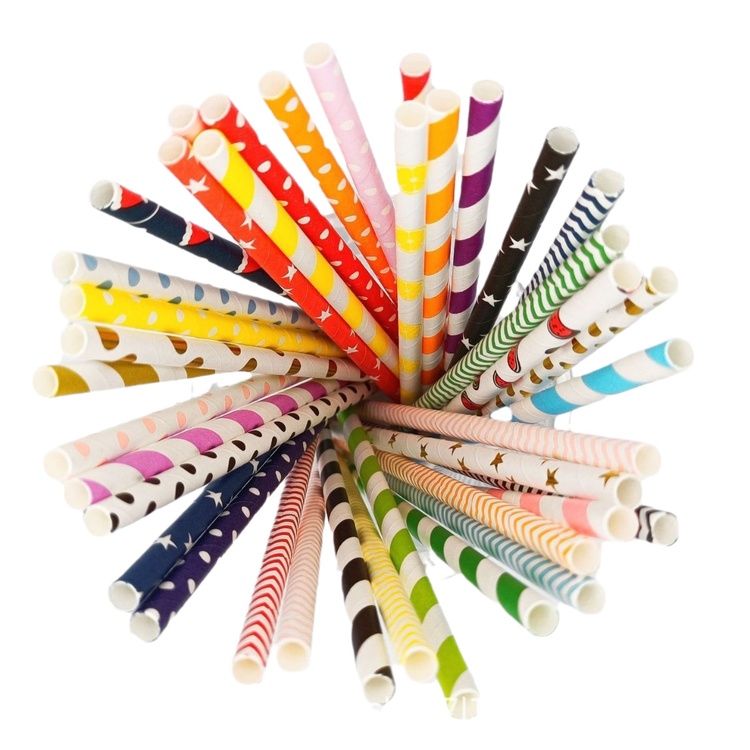 Custom Printing Environmental Friendly Disposable Colored Food Grade Recycled Materials Biodegradable Paper Straw for Juice