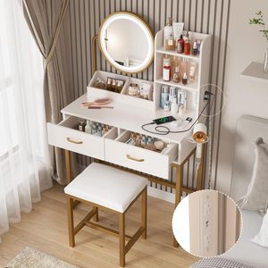Mueble de Dormitorio Moderno y Ecológico con Panel de MDF, Espejo de Pie, Cajones, para Hotel, Dormitorio, Sala de Estar, Apartamento - Product Image 2