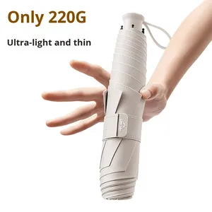 ร่มพับแบบแมนนวลรุ่นใหม่ น้ำหนักเบาพิเศษ ใยไฟเบอร์คุณภาพสูง ขนาดเล็ก พกพาสะดวก เคลือบกาวสีดำ กันแดด กันรังสียูวี ใช้ได้ทั้งแดดและฝน เหมาะสำหรับเป็นของขวัญ - Product Image 3