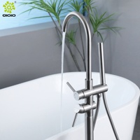 Robinet de baignoire à main en acier inoxydable 304, eau chaude et froide, monté au sol