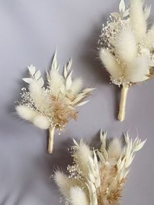Boutonnière bohème blanche beige <span class=keywords><strong>taupe</strong></span> en fleurs séchées et stabilisées, accessoires pour homme pour la Saint-Valentin, Noël, Pâques et la maison - Product Image 6