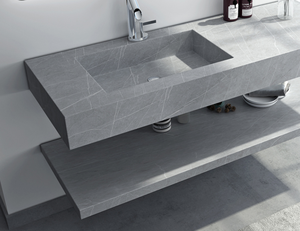 Floating Bathroom Vanity Unit with Double Basin Quartz <strong>Worktop</strong> - Product Image 6