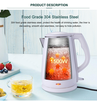 Bouilloire à eau en acier inoxydable avec interrupteur mécanique, 1500 W, 220-240 V pour la maison, l'hôtel, la chambre d'hôtes, l'équipement de commodité