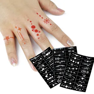 临时喷枪花女性身体纹身指甲模板喷枪深法国手指模板可重复使用指甲模板用品
