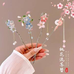 中式古风流苏发夹女珐琅花发夹金属发夹发夹发饰批发 - Product Image 4