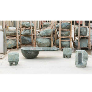 Tavolino da Giardino Ovale con Base Semisferica in <span class=keywords><strong>Marmo</strong></span> Verde Design per Esterni - Product Image 2