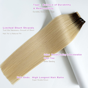 Extension Capelli Umani con Nastro Adesivo Biondo 22 Pollici, Radici Scure, 50g Set, Super Double Drawn, Lisci Setosi, Ondulati Naturali, Ordina <span class=keywords><strong>Ora</strong></span> - Product Image 2