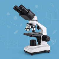 Student Binocular Microscopes 640X Magnification Clip Plate Platform Children's Optical Educational Instruments