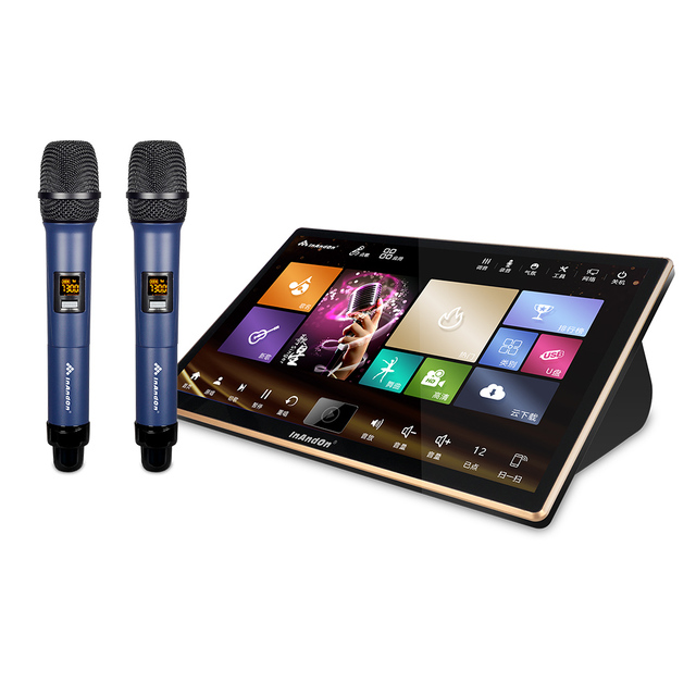 InAndOn 18.5" Android Karaoke Machine System 6TB KTV Professional Five One 2 Pcs Wireless Microphones Intelligent Voice Player