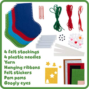 5 modèles de chaussettes de Noël en feutre à faire soi-même avec ornements, kits de couture faits à la main, décorations - Product Image 3