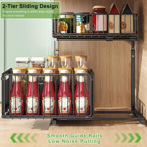 Vente en gros de 2 organisateurs de placard coulissants en métal, sans perçage, en forme de L, à 2 niveaux, <span class=keywords><strong>sous</strong></span> l'évier, organisateur extractible - Product Image 5