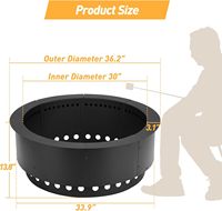 Anneau de foyer extérieur sans fumée de 36 pouces, insert de foyer en métal robuste pour jardin, emballage pour vente par correspondance
