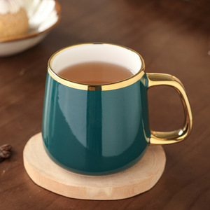 <b>Ceramic</b> Mug Porcelain Gold Plated Morden Luxury Business Gifts Coffee Mug Solid Color Warm <b>Cup</b> - Product Image 2