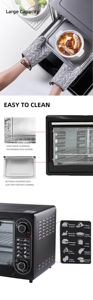 Horno <span class=keywords><strong>de</strong></span> Convección Eléctrico Mecánico <span class=keywords><strong>de</strong></span> 48L Francés/Holandés Tostador para Hornear Calentar Acero Inoxidable 2000W Clase A Energía Uso Doméstico - Product Image 4