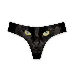 Zwarte Kat Ultra Dunne Vrouwen Onzichtbare Ondergoed Spandex Korte Gas Naadloze Kruis Knickers Thong Sexy Slipje Voor Lady