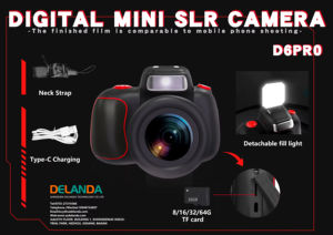 Mini appareil photo reflex numérique pour enfants, noir avec finition rouge, 4K CCD, écran IPS de 2,4 pouces, zoom numérique 20x, mise au point automatique, jouet éducatif - Product Image 5