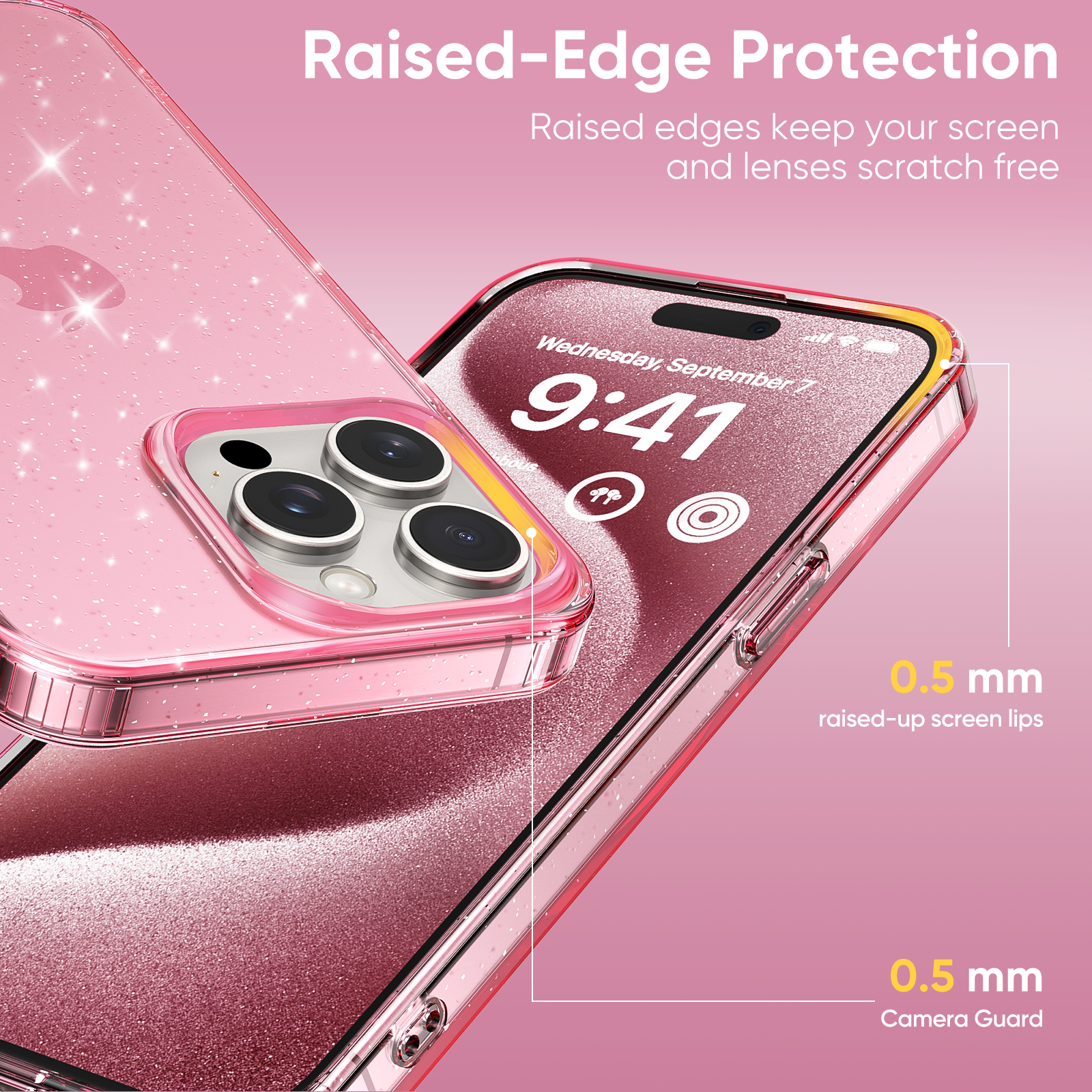 値下げ中！ajew グリッター透明ピンクケース iPhone 15pro用 iPhone