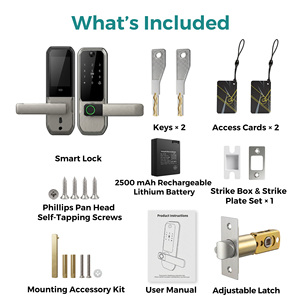 Serrure de porte intelligente SJJ WiFi Direct avec caméra de judas, application Tuya, empreinte digitale, clavier, <span class=keywords><strong>carte</strong></span> IC, interphone vidéo, déverrouillage à distance pour porte en bois - Product Image 2
