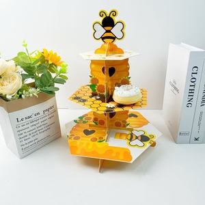 Supporto per Cupcake '<span class=keywords><strong>Buon</strong></span> <span class=keywords><strong>Compleanno</strong></span>', Porta Cupcake per Feste di <span class=keywords><strong>Compleanno</strong></span>, Supporto per Torte, Torre per Dessert in Cartone per Forniture per Feste a Tema - Product Image 2