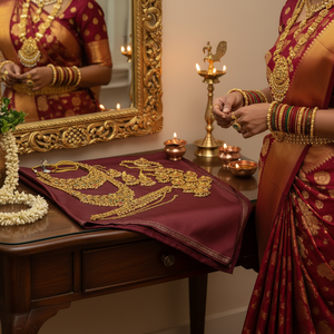 Traditional South Indian Temple Long Bridal Combo Necklace <b>Set</b> Alloy Gold Plated Zircon Earrings Vintage Wedding Party - Product Image 3