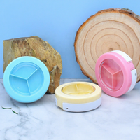 Étui compact cosmétique rond à 3 compartiments de 9 g, vide, avec miroir intégré