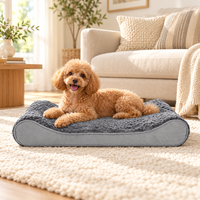 Matelas orthopédique ergonomique à rebord incurvé pour animaux de compagnie, lit doux en polaire Sherpa pour chien et chat, housse amovible pour repos intérieur OEM ODM