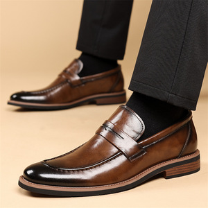 Mocasines de Vestir para Hombre, Parte Superior de PU, Transpirables, Impermeables, Antideslizantes, Cómodos, Resistentes, para Oficina, Bodas, Suela de Goma - Product Image 1