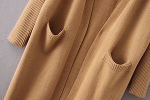 Cárdigan de manga larga para mujer, cárdigan de punto liso, informal, talla grande, estándar, 2 piezas, venta al por mayor - Product Image 6