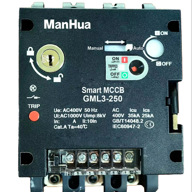 ManHua GML3-250 Smart MCCB Circuit Breaker 35kA AC400V GML3-400 GML3-630 Automatic Reclose Circuit Breaker