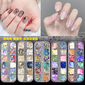 Décorations d'ongles en fragments de coquillages 3D, 12 grilles, paillettes mélangées pour nail art au gel UV - Product Image 2