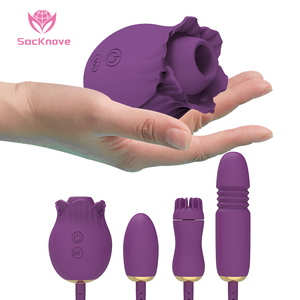 SacKnove incroyable 3 en 1 G Spot 10 vitesses vibrant impulsion gode télescopique rotatif succion Rose Sex Toy vibrateur pour femme - Product Image 1