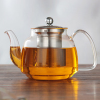 Théière en verre borosilicate PSC moderne de 900 ml (30 oz) avec infuseur en acier inoxydable et couvercle, ensemble café-thé écologique de 1 L, en stock