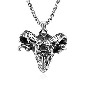 Collar de Acero de Titanio con Pentagrama y Cabra del Diablo, Colgante Retro con Cabeza de Cabra Satánica, Joyería de Moda Unisex - Product Image 5