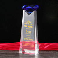 Noble Vente en gros Taille personnalisée Crystal Awards Diamant Trophée Gravure gratuite Crystal Diamond Awards