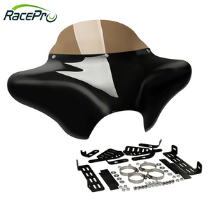 Parabrisas de carenado delantero de ala de murciélago para motocicleta RACEPRO apto para <span class=keywords><strong>Harley</strong></span> Softail Deluxe Fatboy Heritage Classic Yamaha V Star <span class=keywords><strong>1100</strong></span> 650 - Product Image 2