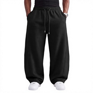 Men's <b>Black</b> Harem Pants Elastic Waist Drawstring Casual Sweatpants Side Pockets Breathable Knitted Cotton <b>Joggers</b> Autumn Wear - Product Image 1