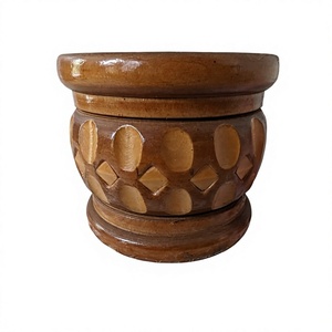 Wooden Mortar Pestle <b>Set</b> Handcrafted Durable <b>Herb</b> <b>Spice</b> Grinder Manual Food Grade Wood Bowl Matching Pestle - Product Image 4