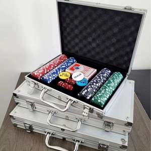Juego de Fichas de Póker Nuevo y en Oferta, Juego de Fichas Texas Hold'em, Caja de Fichas Portátil - Product Image 1