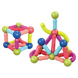 72 pièces en plastique auto-assemblage jouets magnétiques éducatifs 3d bâtons et boules
