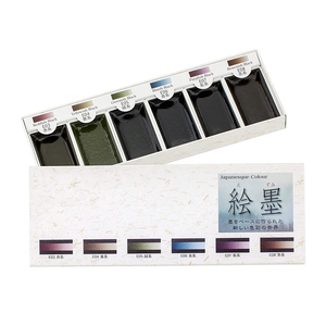 Juego tradicional de 6 colores de tinta Sumi a base de agua para diversas obras de arte creativas. - Product Image 1