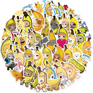 50 Uds dibujos animados Banana Cat Meme Graffiti pegatina Notebook guitarra decorada Diy pegatinas impermeables - Product Image 3