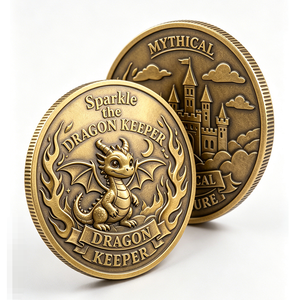 Custom Sparkle Dragon Keeper 3D Zinc Alloy Chinese New Year Angel Commemorative Challenge Coin Dual-Sided Fantasy Collectible - Product Image 3