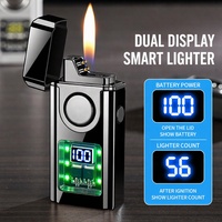 Briquet Électrique Rechargeable 2-en-1 Personnalisé en Gros, Nouveau Briquet Torche Métallique Coupe-Vent à Capteur, Cadeaux Intelligents à Activation Vocale