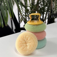 Récureur en nylon d'épurateur de boule de nettoyage de cuisine de grillage en plastique bon marché