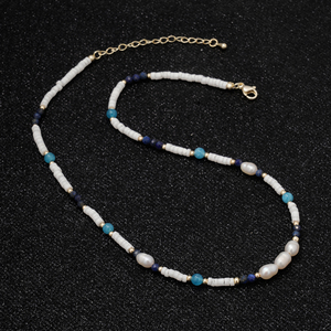 Collier ras du cou bohème <span class=keywords><strong>Heishi</strong></span> perlé pour femme, pierre naturelle, perle d'eau douce, plaqué or 18 carats, vente en gros CL26-127 - Product Image 4